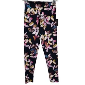 New Onzie Flow Butterfly Leggings High Rise Womens Small Medium Colorful